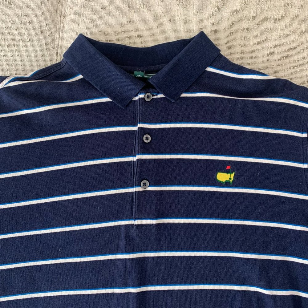 Masters Collections Blue White Striped Golf Polo